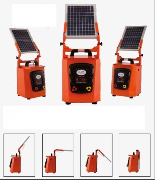 Generator de impulsuri, acumulator, si panou solar pentru gard electric 4j